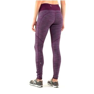 Lululemon Speed Tight Running Leggings Plum Purple Stripes Womens Size 6